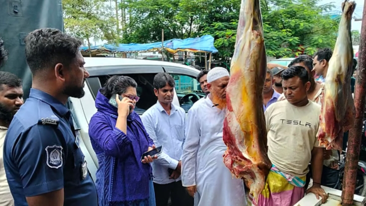 অসুস্থ গরুর মাংস বিক্রির অভিযোগে জরিমানা, জব্দ করা হলো মাংস