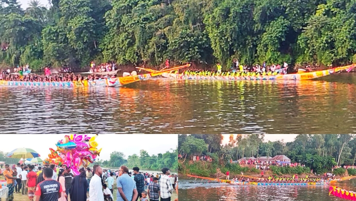 নৌকাবাইচ ঘিরে বাঙ্গালী নদীর দুই পাড়ে উৎসব, বসেছে গ্রামীণ মেলা